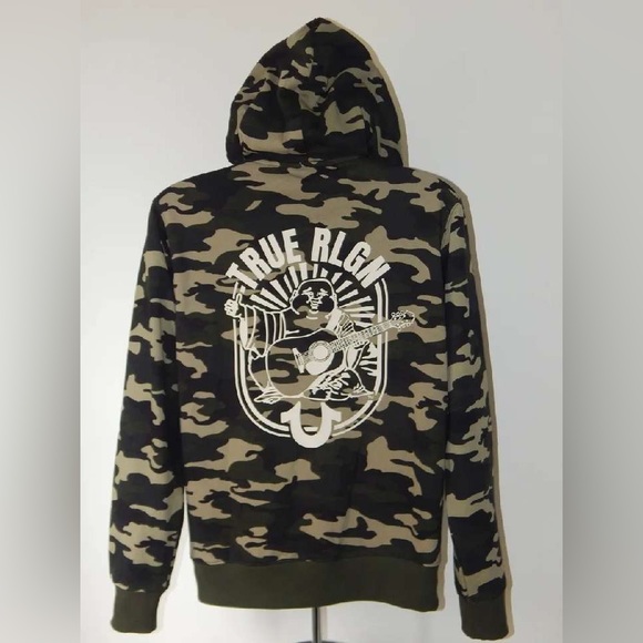 True Religion Cotton Blend Jersey w/Fleece Finish on Inside Full Zip Hoodie - Picture 4 of 10